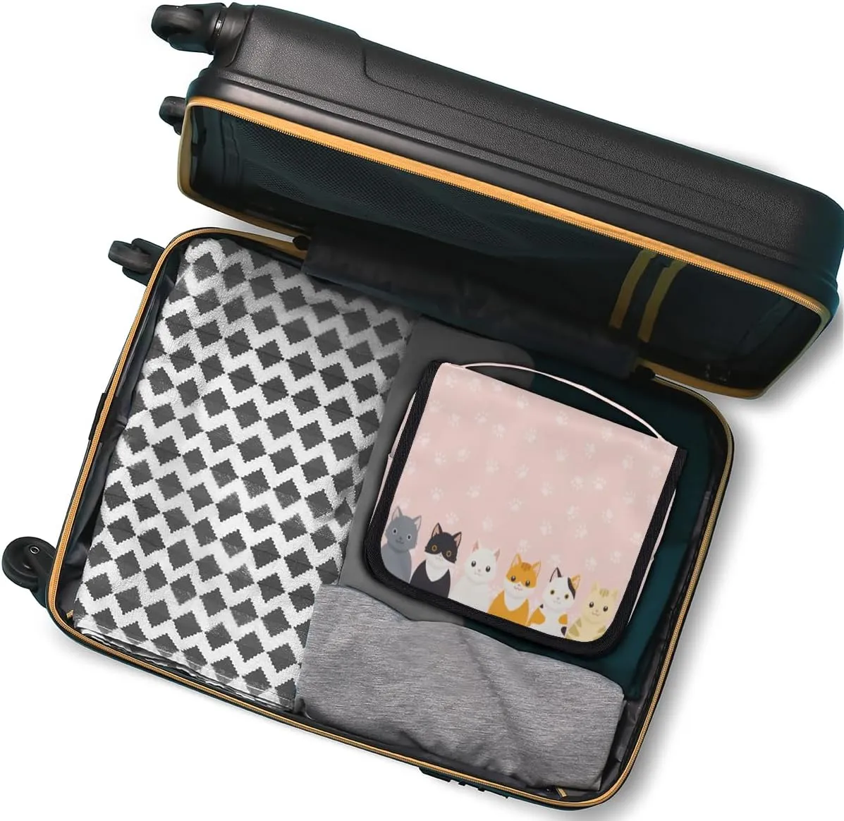 Women Travel Toiletry Bag with Hanging,Cute Cats Paw Print Travel Makeup Cosmetic Bag Water-resistant Travel Toiletry Organizer,Toiletry Bag for Women Girls, Travel Essentials