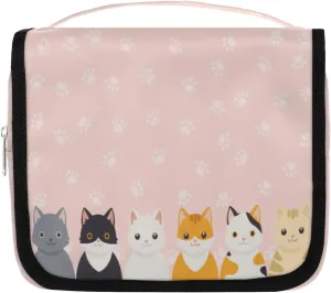 Women Travel Toiletry Bag with Hanging,Cute Cats Paw Print Travel Makeup Cosmetic Bag Water-resistant Travel Toiletry Organizer,Toiletry Bag for Women Girls, Travel Essentials