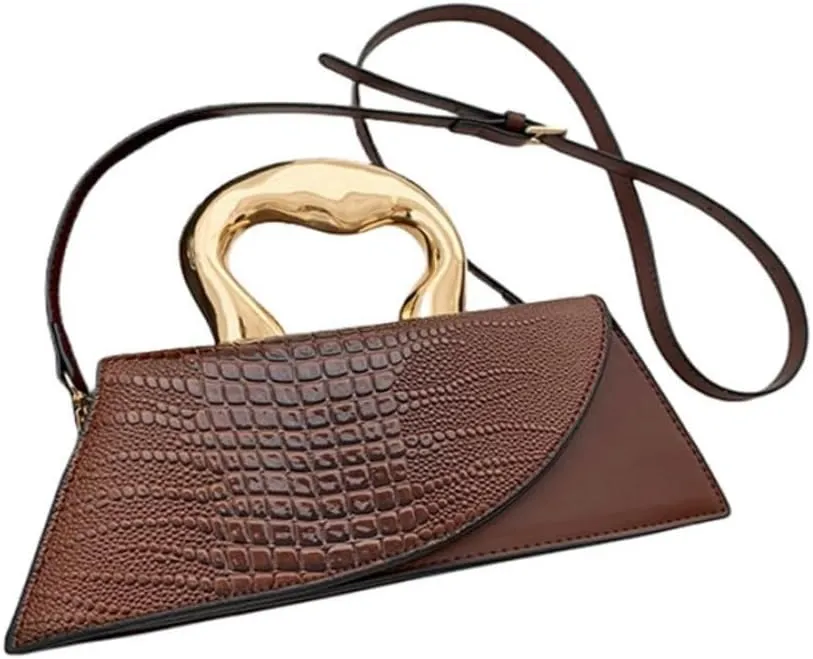 Women Vegan Leather Evening Handbag Crocodile Pattern Handle Clutch Purse Cross Body Envelope Bag