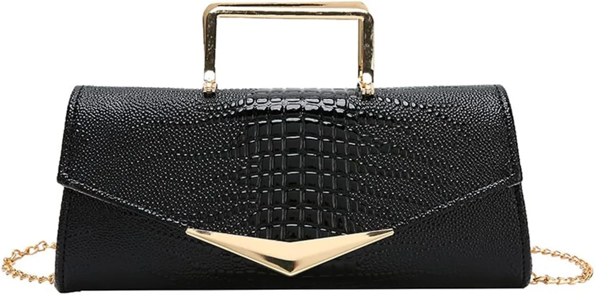 Women Vegan Leather Evening Handbag Crocodile Pattern Handle Clutch Purse Cross Body Envelope Bag