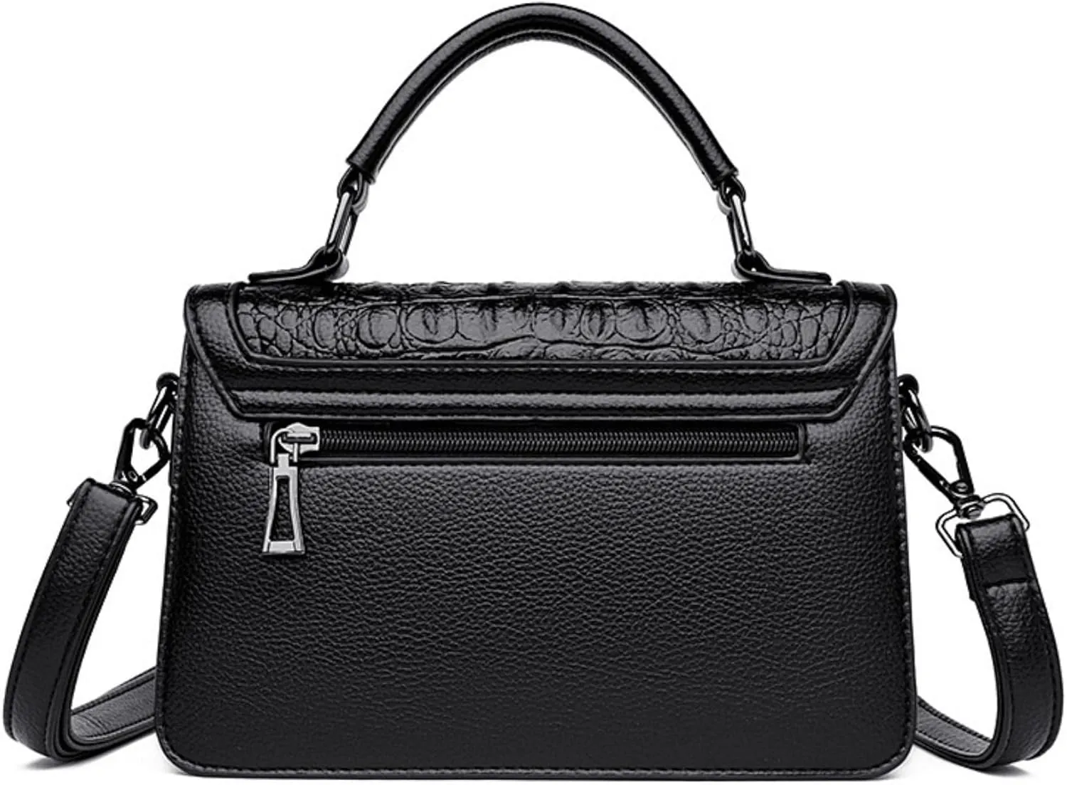 Women Vegan Leather Evening Handbag Crocodile Pattern Handle Clutch Purse Cross Body Envelope Bag