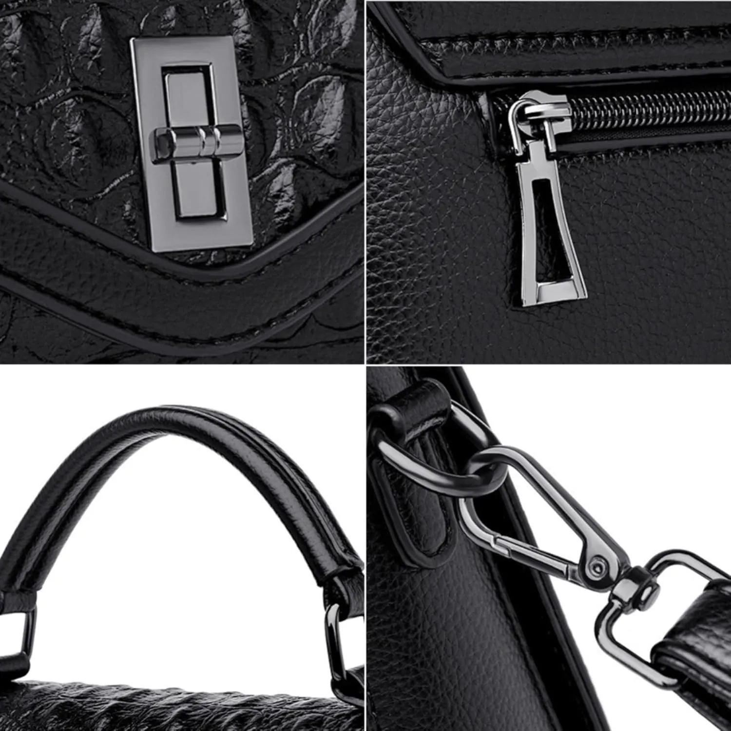 Women Vegan Leather Evening Handbag Crocodile Pattern Handle Clutch Purse Cross Body Envelope Bag