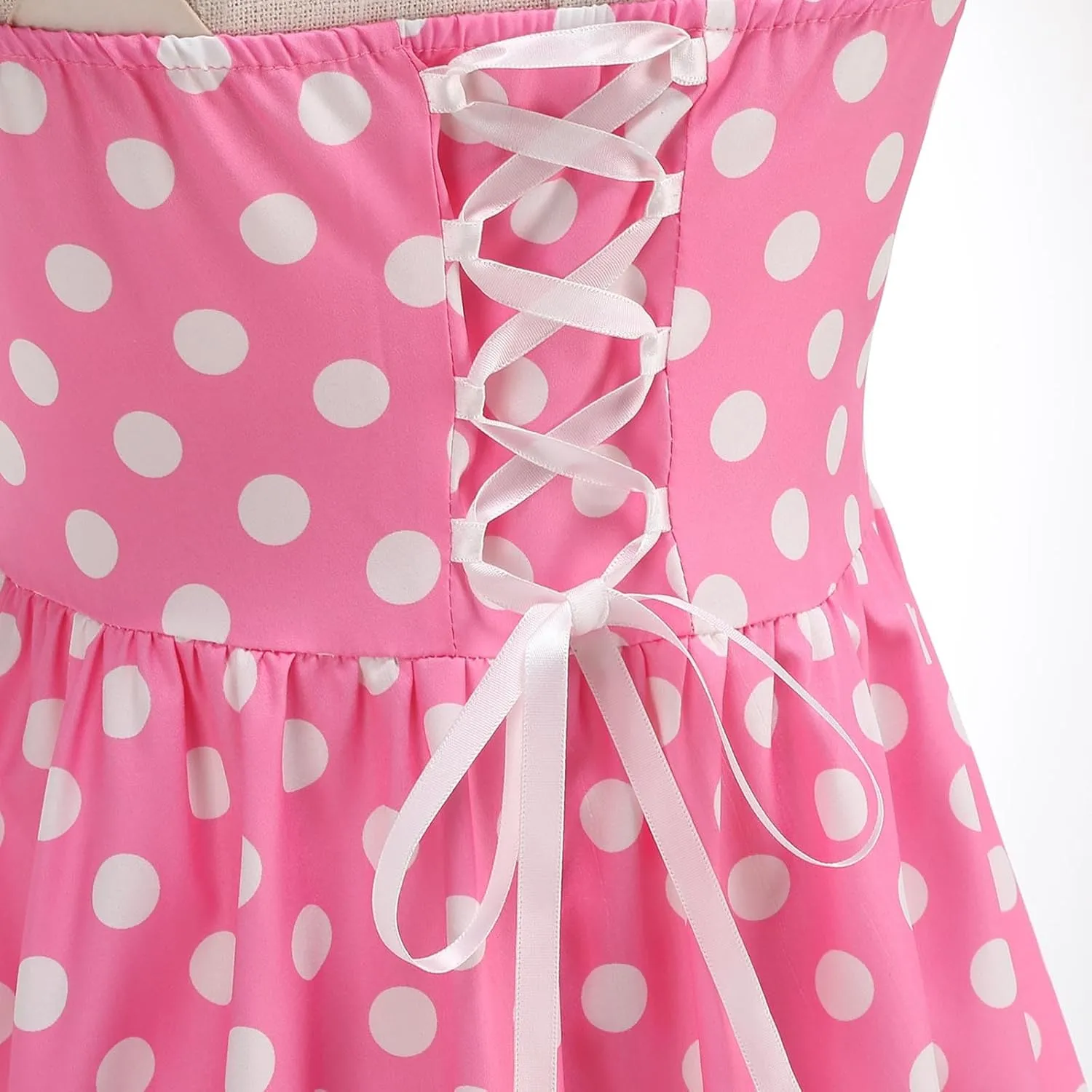 Women's 1950s Retro Halter Dress Vintage Polka Dot Swing Dresses Sleeveless Rockabilly Cocktail Party Dress