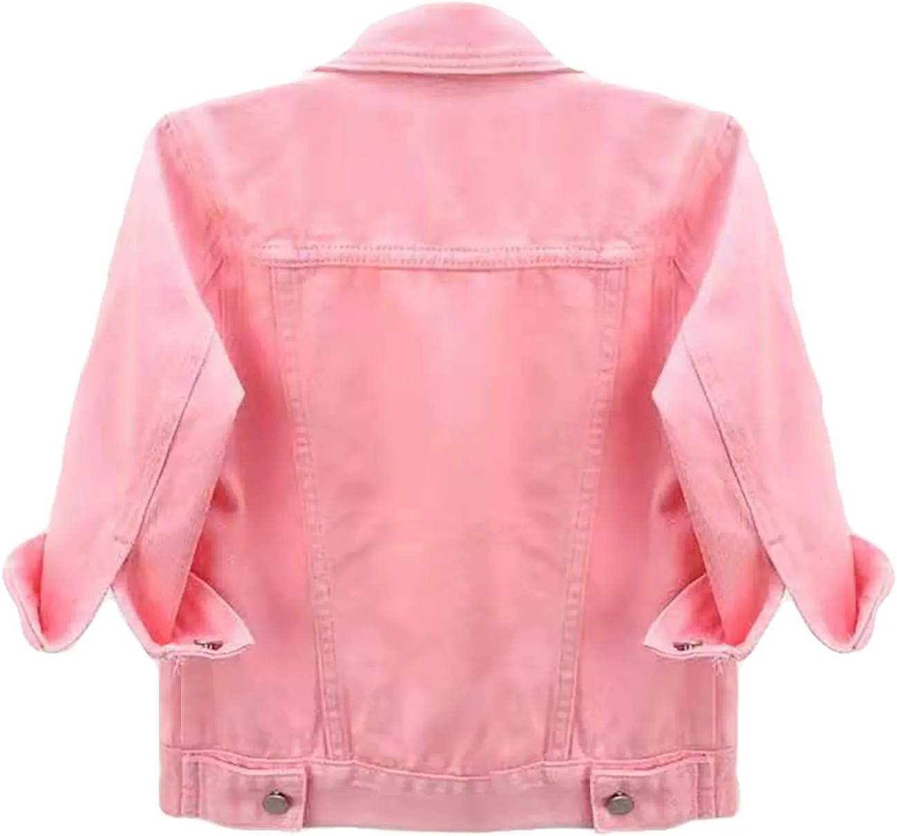 Womens 3/4 Sleeve Colored Cropped Denim Jacket Trendy Light Wash Short Jean Jacket Trucker Coat