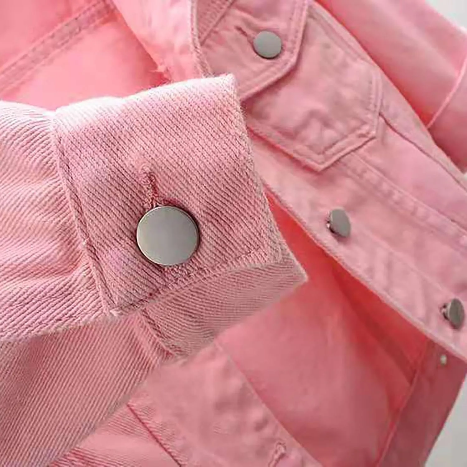Womens 3/4 Sleeve Colored Cropped Denim Jacket Trendy Light Wash Short Jean Jacket Trucker Coat