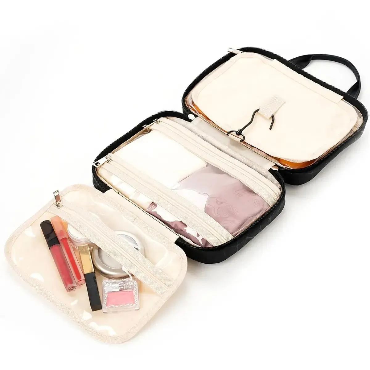 Women's Black Large Capacity Multifunctional Portable Waterproof Storage Travel Toiletry Bag Cosmetic Bag