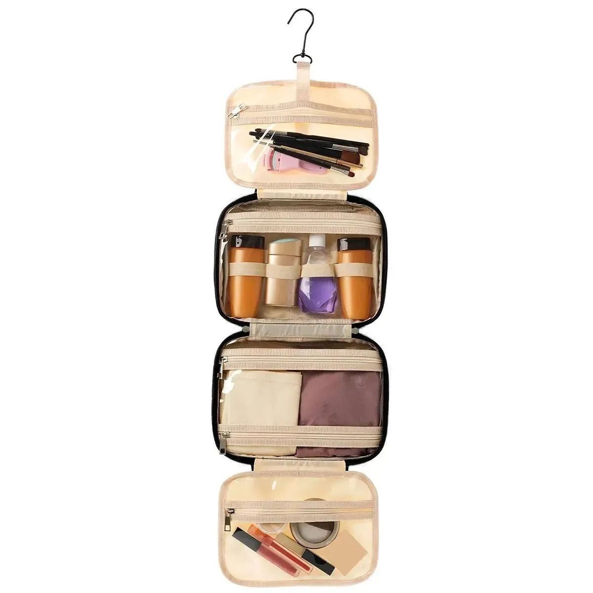 Women's Black Large Capacity Multifunctional Portable Waterproof Storage Travel Toiletry Bag Cosmetic Bag