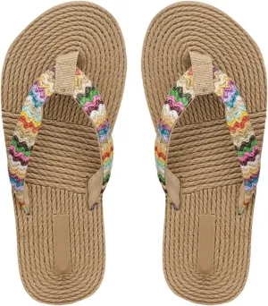Women's Boho Tribal Braid Flip Flops Boho Thong Sandals Vacation Beach Slide Slippers
