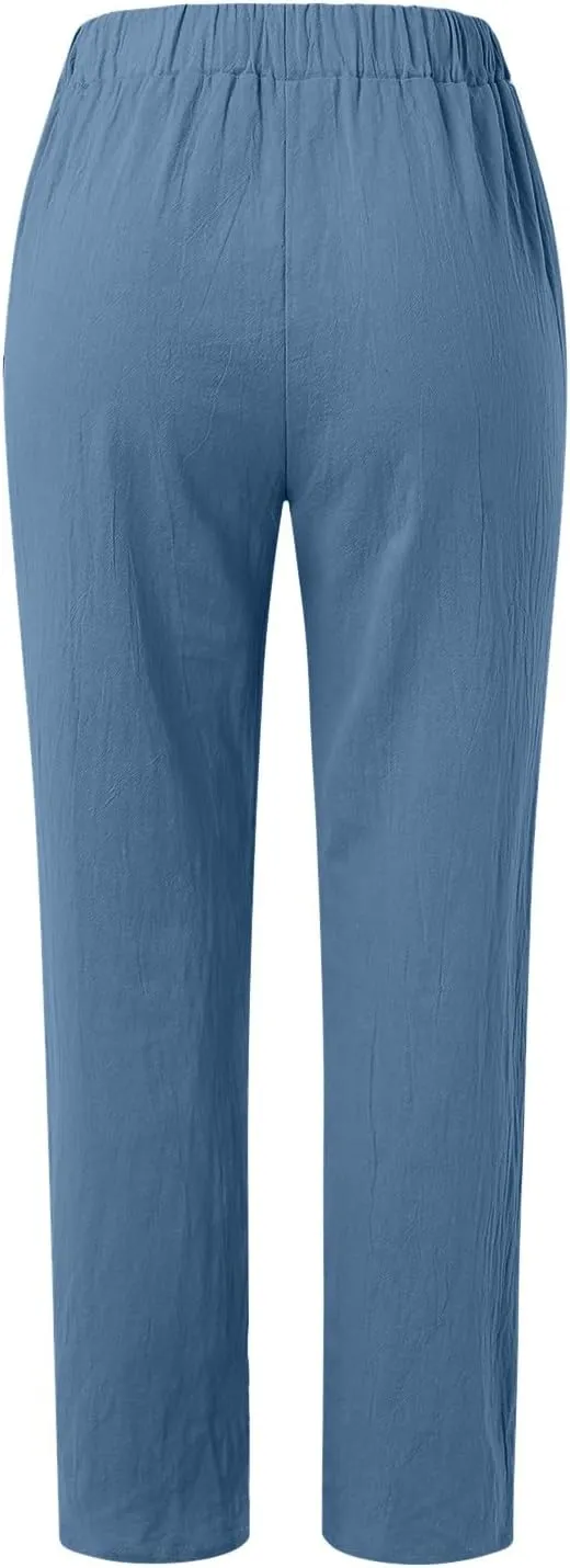 Womens Bootcut Dress Pants Wide Leg Dress Pants Loose Fit Wide Leg Capri Casual Plus Size Elastic Waist Trousers