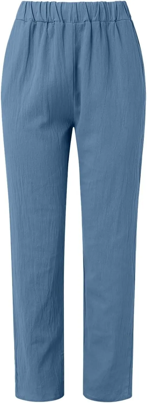 Womens Bootcut Dress Pants Wide Leg Dress Pants Loose Fit Wide Leg Capri Casual Plus Size Elastic Waist Trousers