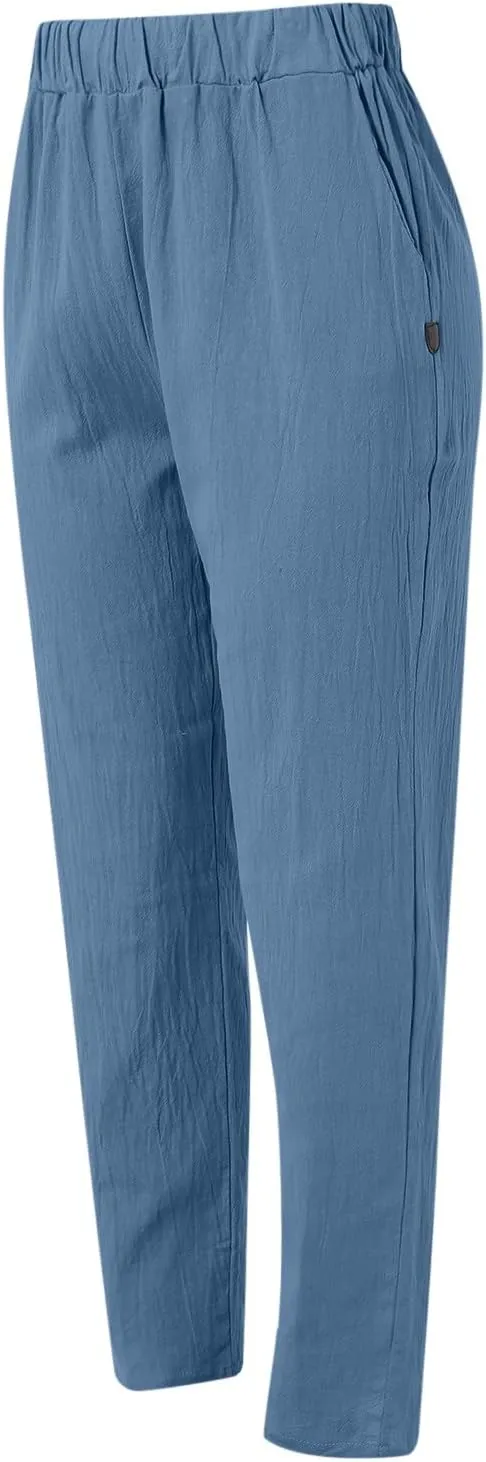 Womens Bootcut Dress Pants Wide Leg Dress Pants Loose Fit Wide Leg Capri Casual Plus Size Elastic Waist Trousers
