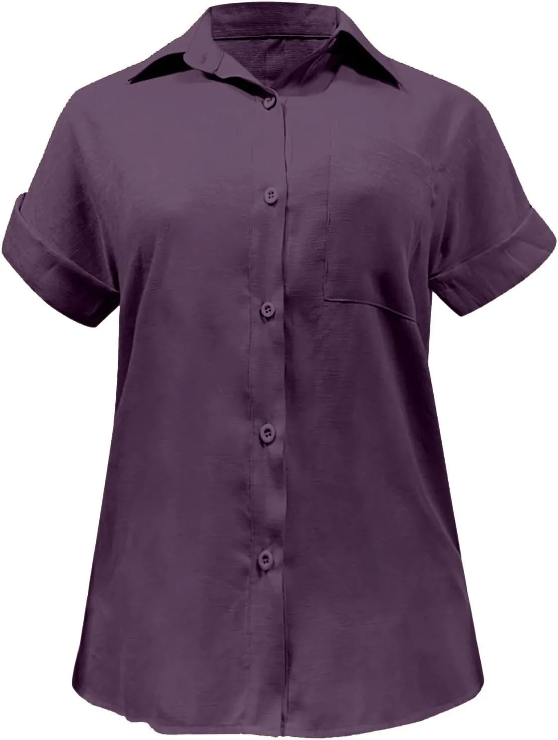 Womens Button Down Shirt Cotton and Slub Long Sleeve Pocket Button Tee Casual Popular Blouse Tops(S 3XL) Womens Top