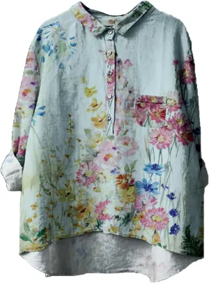 Womens Button Down Shirts Cotton Linen Shirt Fit Tee Tops Lapel Neck Button Blouses Long Sleeves Casual Women