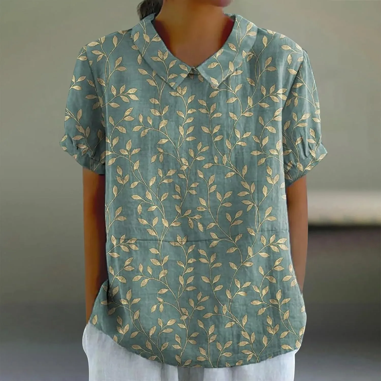 Womens Cute Autumn Tops and Blouses And Linen Loose Large Size Thin Lapel Shirt Short Long Sleeve Button Down Blouses