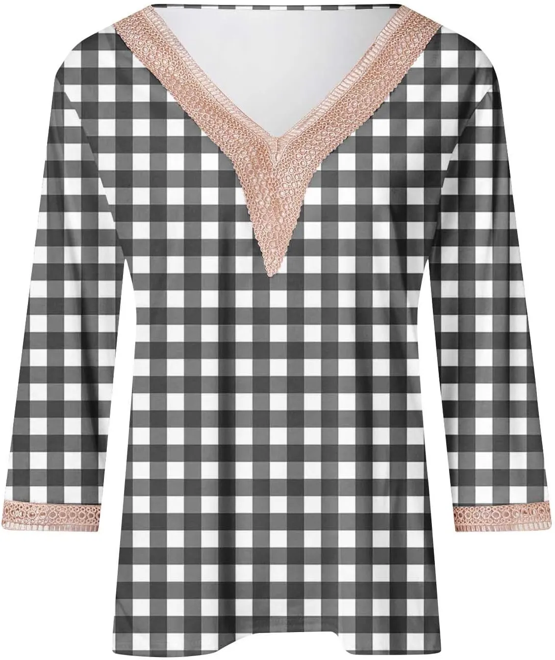 Womens Cute Summer Tops 2024 Marble Print Dressy Causal Shirts Lace Trim V Neck Blouse Tunic Trendy Vacation Outfits