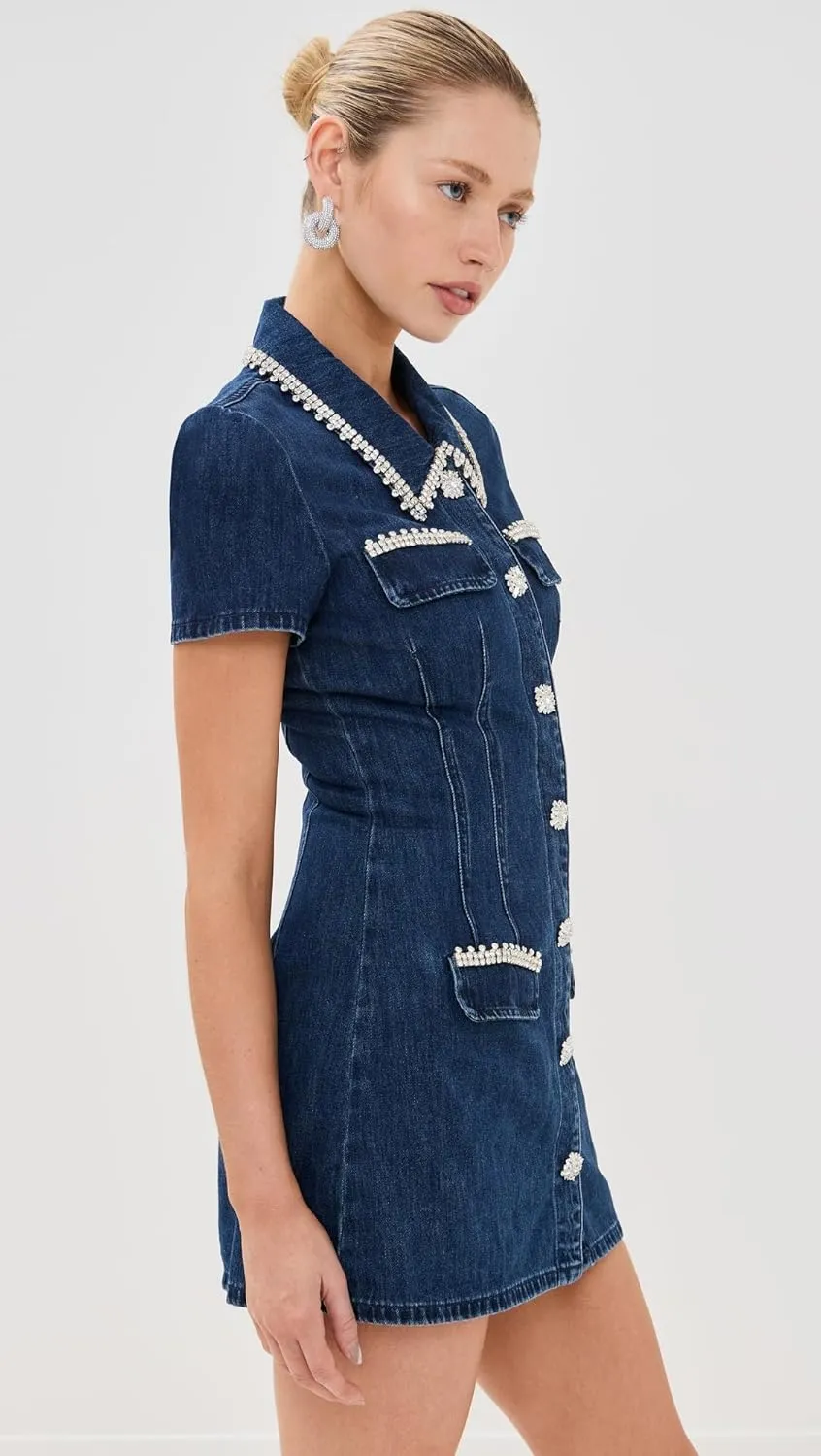 Women's Denim Collared Mini Dress