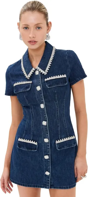 Women's Denim Collared Mini Dress