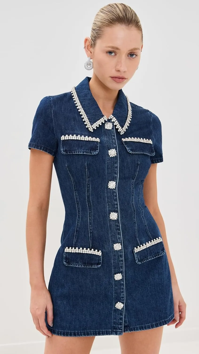 Women's Denim Collared Mini Dress
