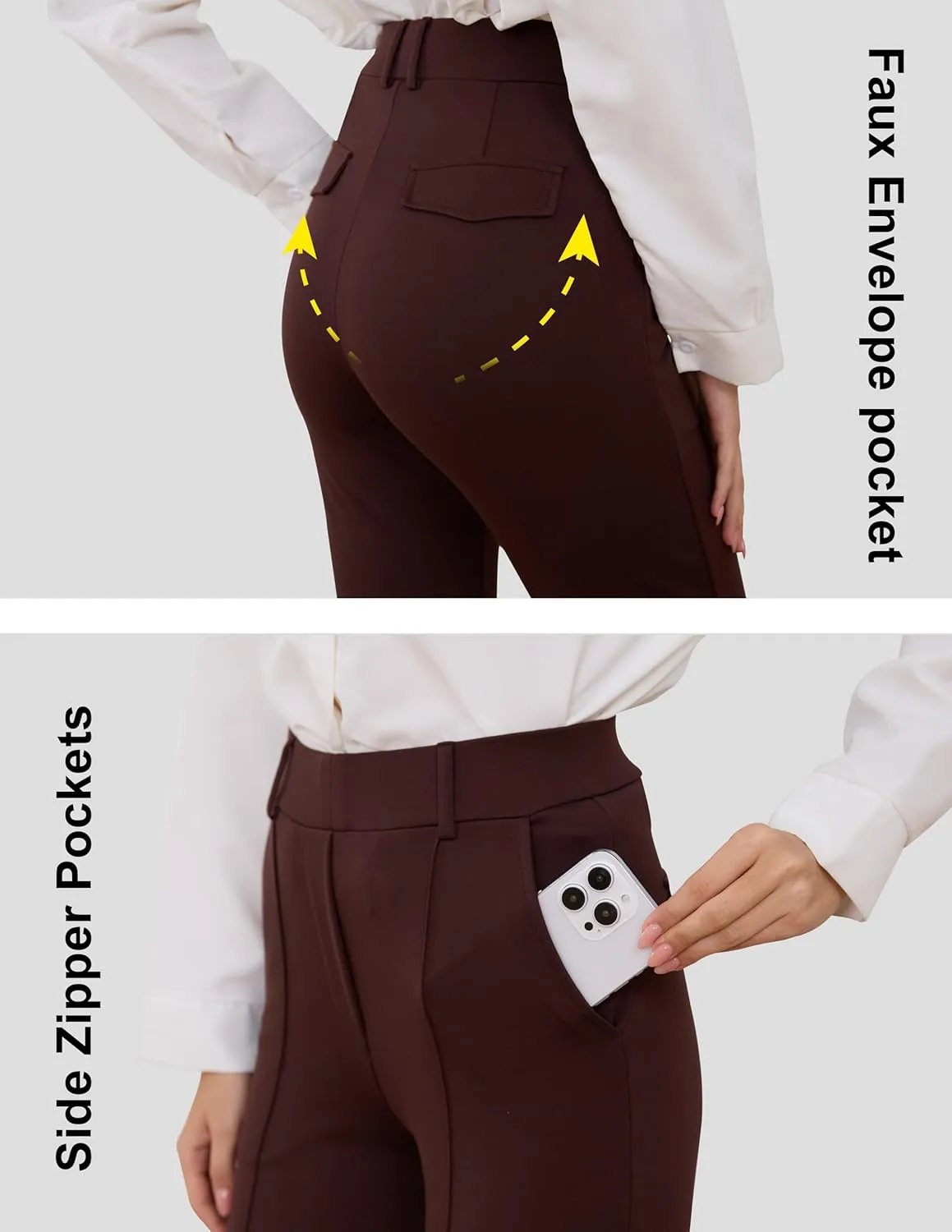 Women’s Dress Pants 27"/29"/31" 2024 Fall Straight Leg Yoga Pants, Stretchy Slacks for Work Business with Pockets