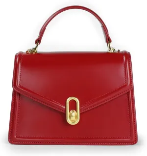 Women’s Evening Handbags - Leather Top-Handle Fashion Purses in Red, Black, and White