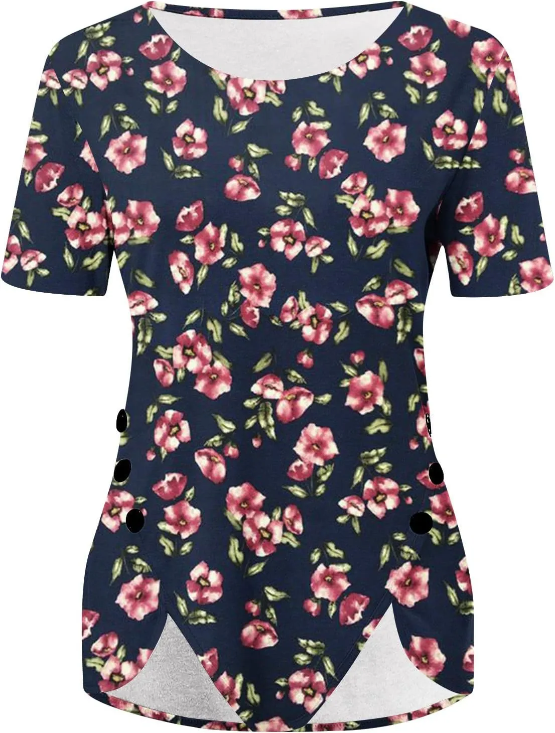 Women's Floral Print Summer Blouses Dressy Casual Short Sleeve Ladies Tops Cute Tunics Shirts Trendy Clothing 2024