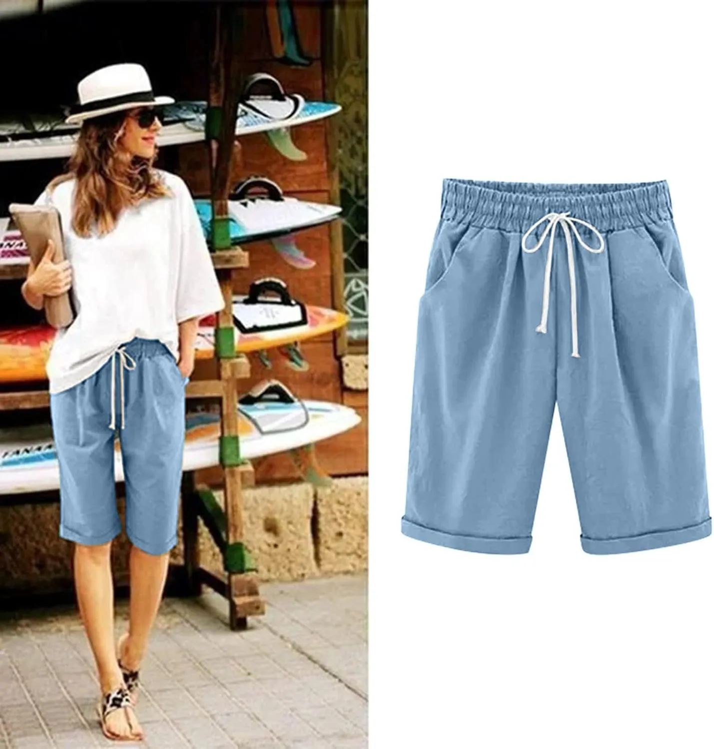 Womens Flowy Shorts Cotton Shorts Casual Summer Loose Athletic Drawstring Waist Lounge Running Shorts with Pockets