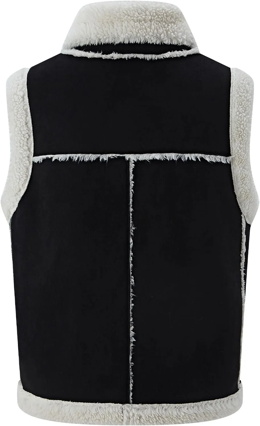 Women’s Fur Suede Vest Winter Leather Fur Lined Warm Sherpa Vest