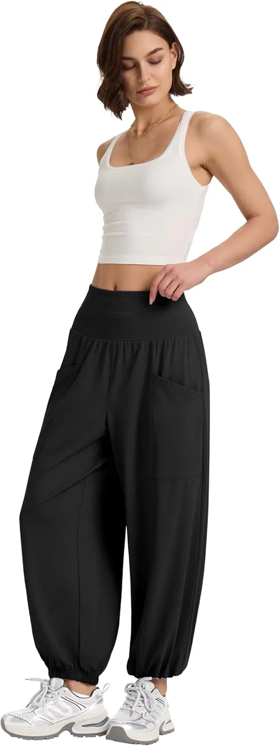 Women's Harem Pants, High Waist Boho Palazzo Trousers with Front Pockets Summer Hippie Pants 2025