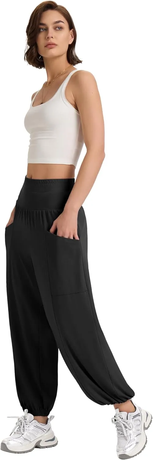 Women's Harem Pants, High Waist Boho Palazzo Trousers with Front Pockets Summer Hippie Pants 2025