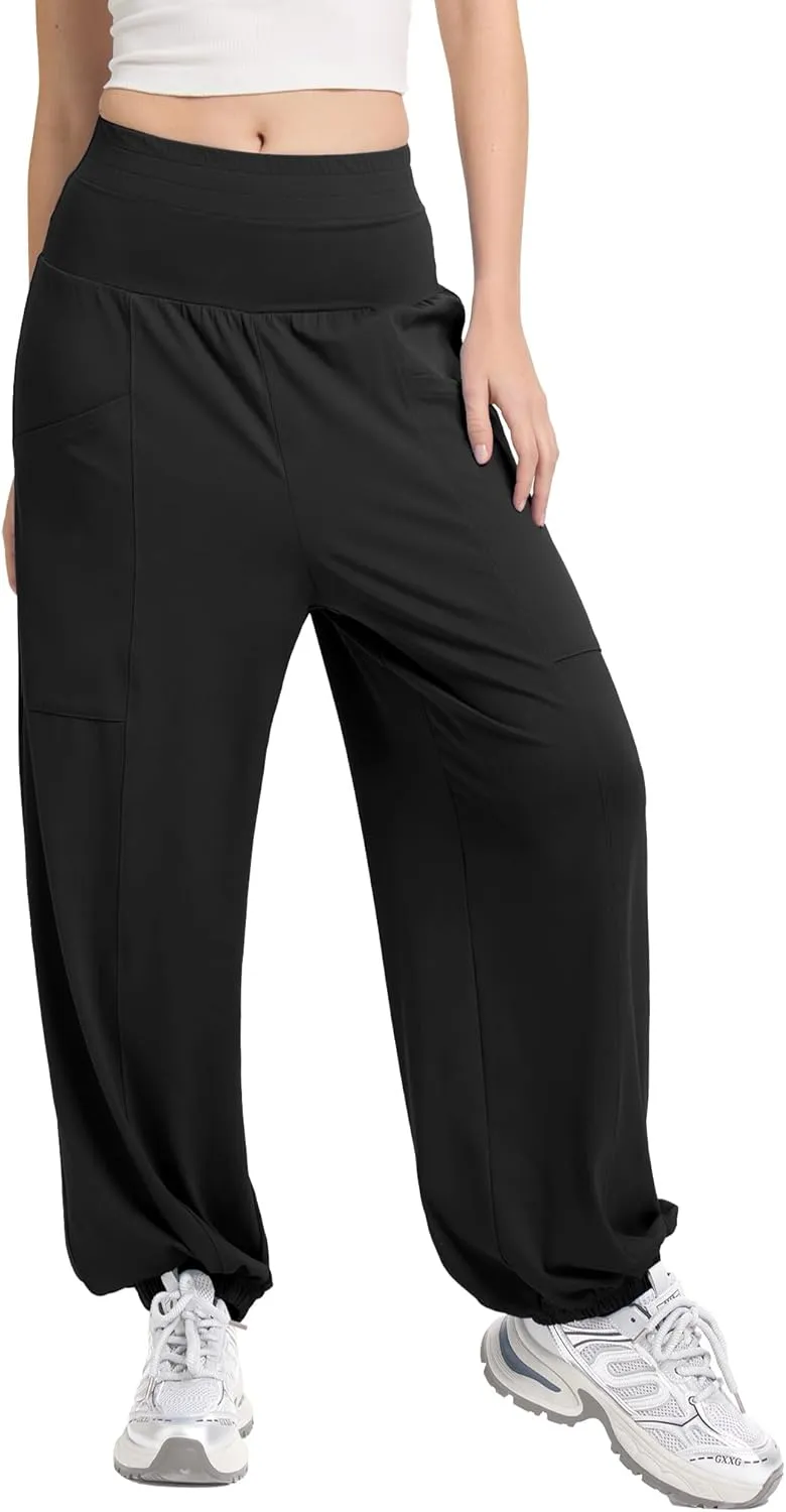 Women's Harem Pants, High Waist Boho Palazzo Trousers with Front Pockets Summer Hippie Pants 2025