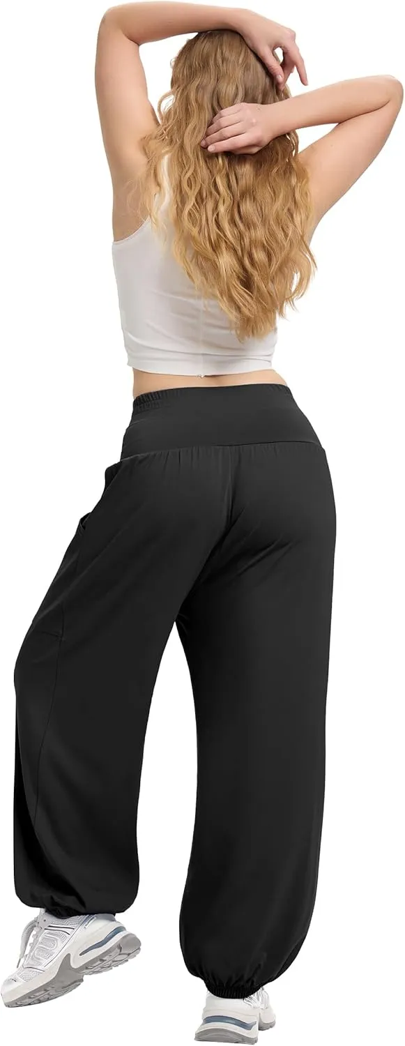 Women's Harem Pants, High Waist Boho Palazzo Trousers with Front Pockets Summer Hippie Pants 2025