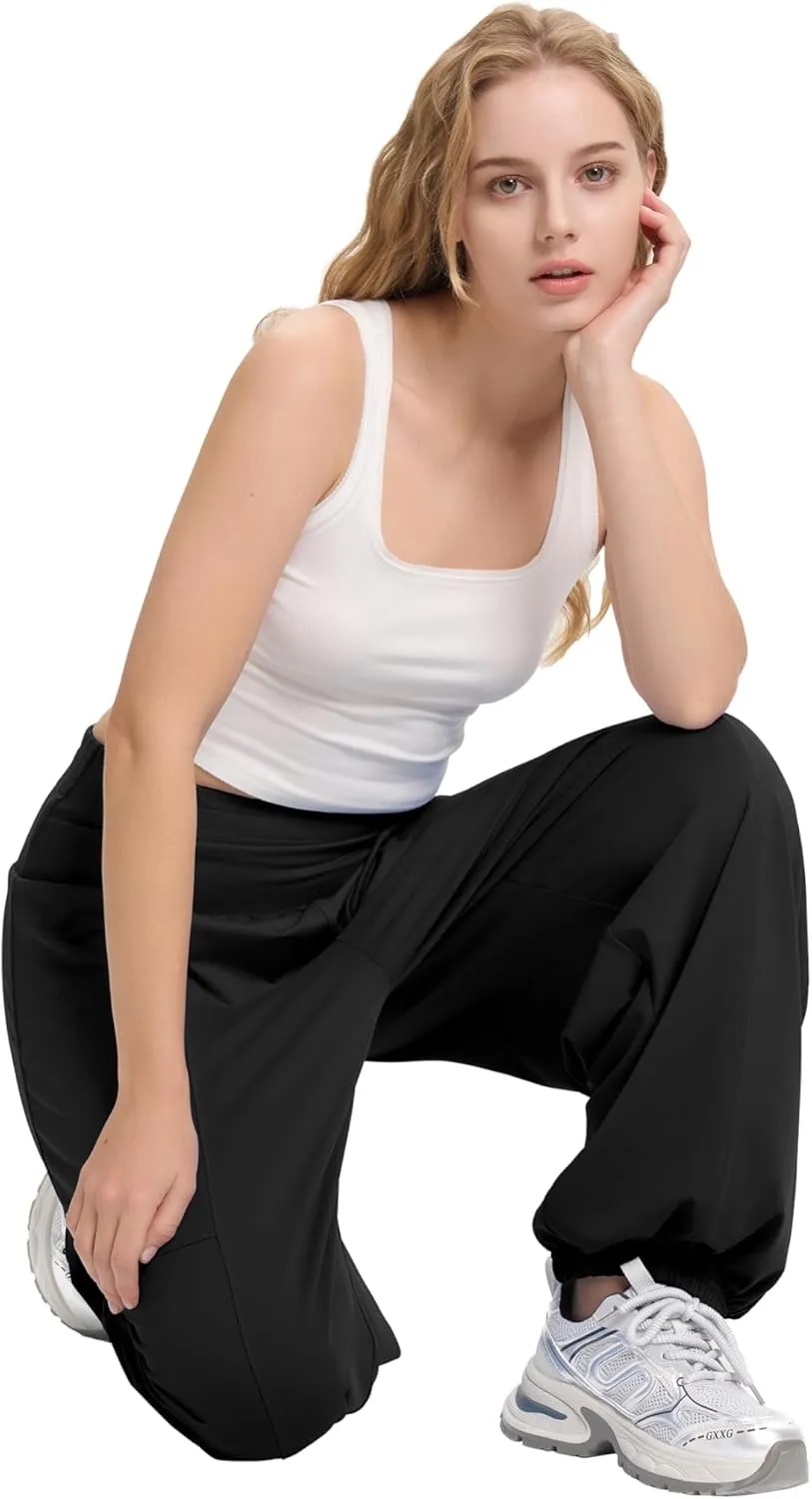 Women's Harem Pants, High Waist Boho Palazzo Trousers with Front Pockets Summer Hippie Pants 2025