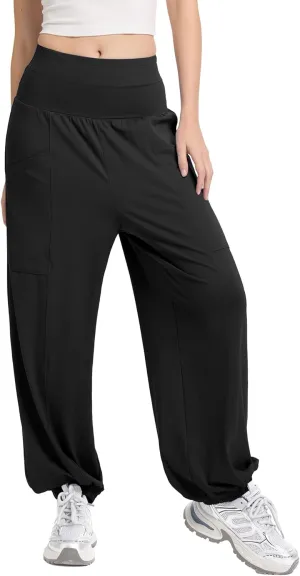 Women's Harem Pants, High Waist Boho Palazzo Trousers with Front Pockets Summer Hippie Pants 2025