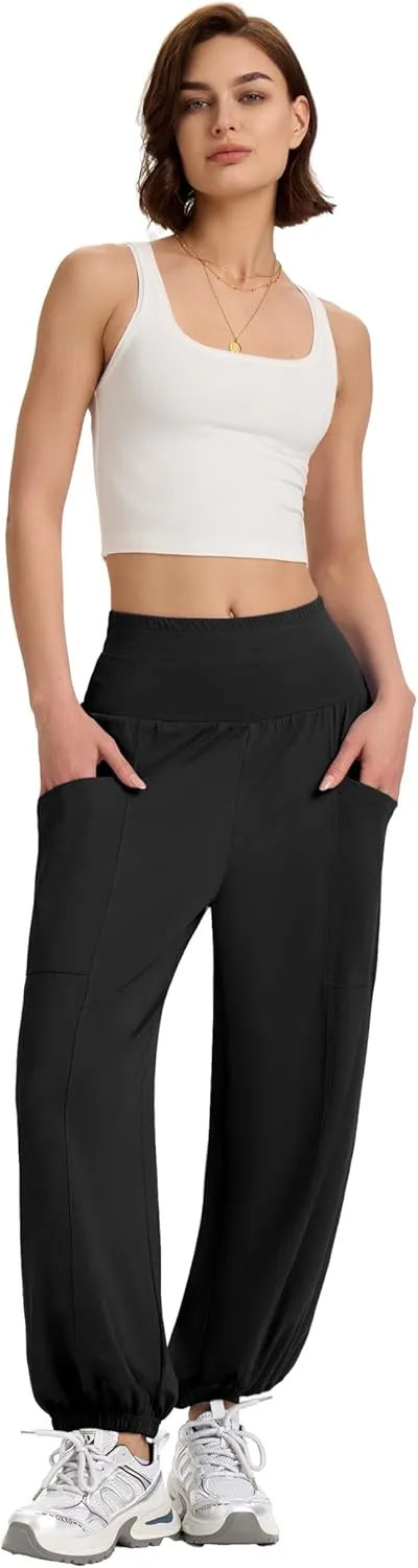 Women's Harem Pants, High Waist Boho Palazzo Trousers with Front Pockets Summer Hippie Pants 2025