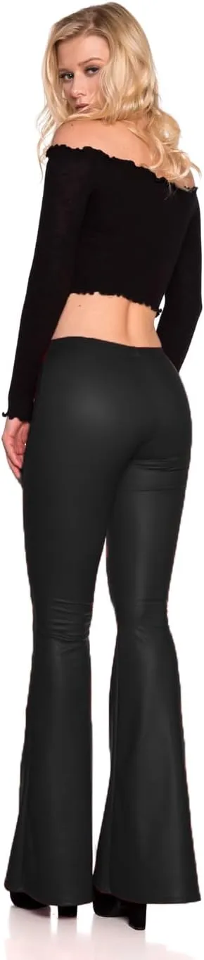 Women's J2 Love Faux Leather Bell Botom Flare Pants