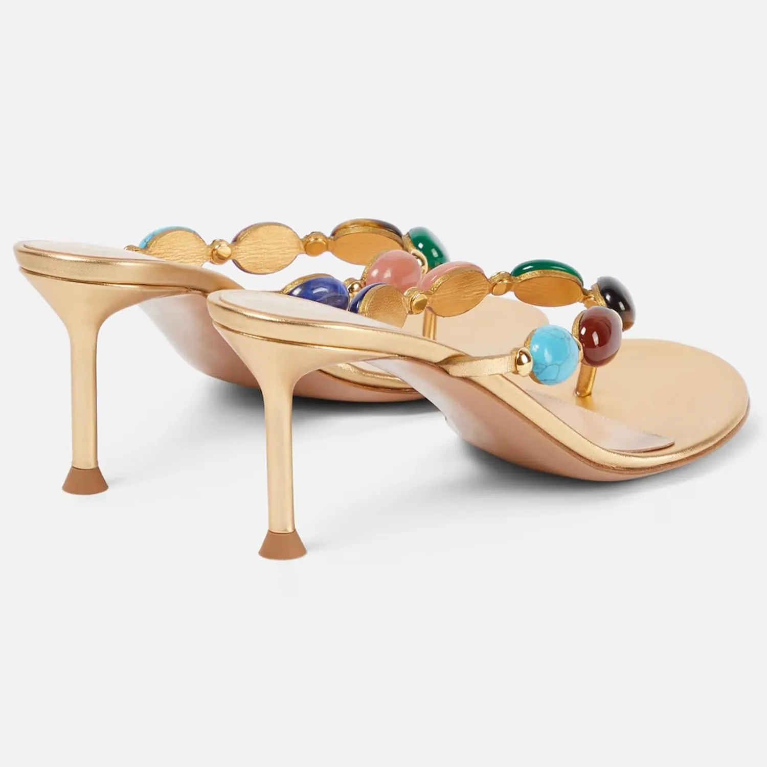 Women's Jewelled Thong Strappy Sandal Summer Mules Kitten Heels Flip Flop Round Open Toe Mid Heels Fashion Wedding Party Dress Thong Casual Shoes