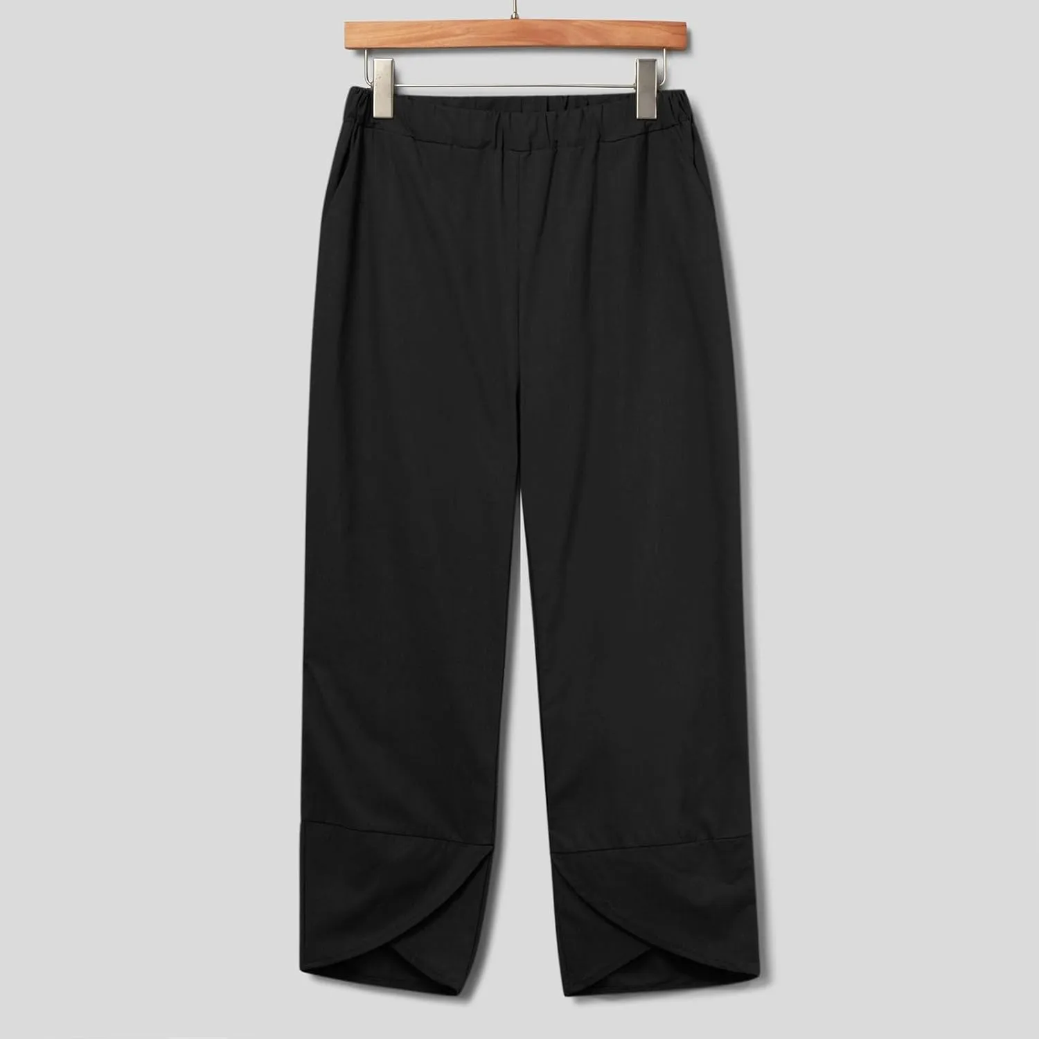 Womens Linen Sets 2 Piece Oversized 3/4 Length Sleeve Comfy Shirts Summer V Neck Loose Wide Leg Pants with Pockets