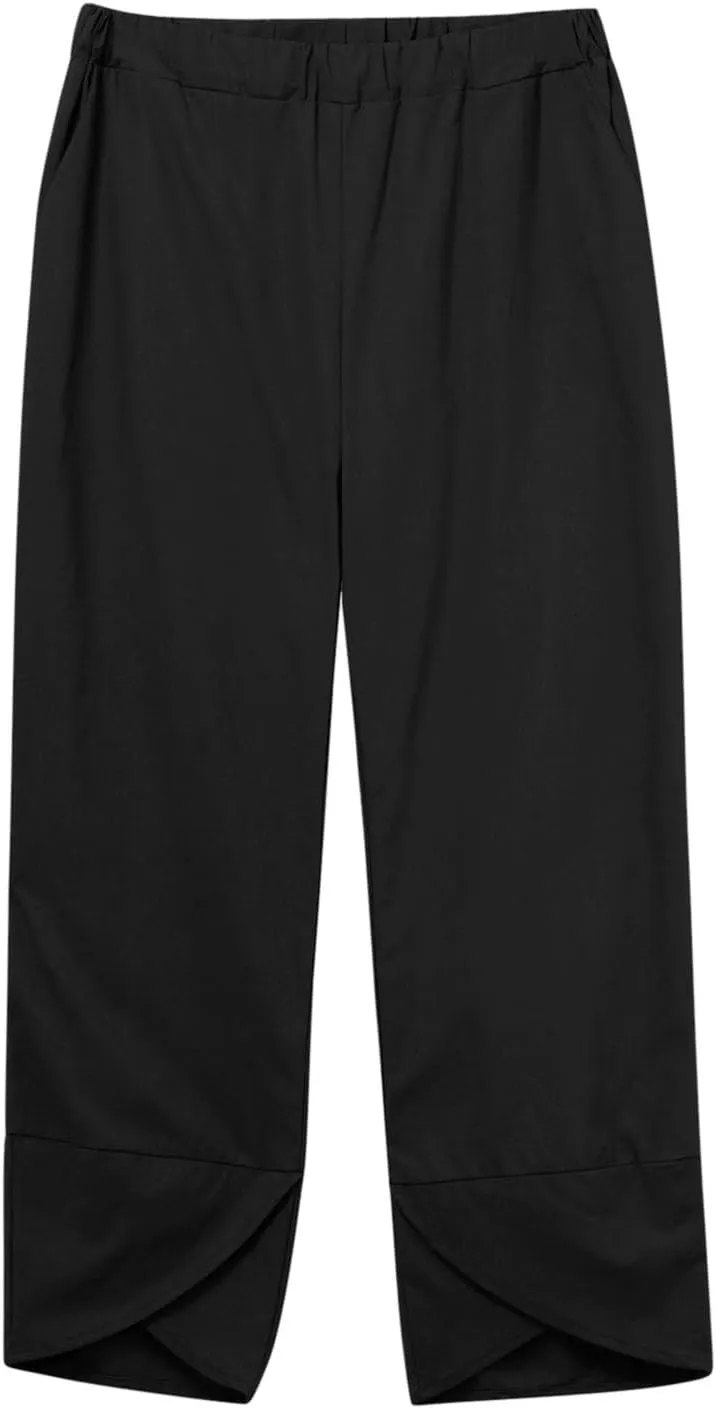 Womens Linen Sets 2 Piece Oversized 3/4 Length Sleeve Comfy Shirts Summer V Neck Loose Wide Leg Pants with Pockets