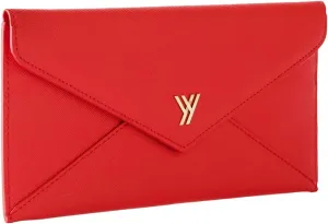 Women's Long Wallet RFID Blocking Envelope Purse, Made of Saffiano Leather (Red)