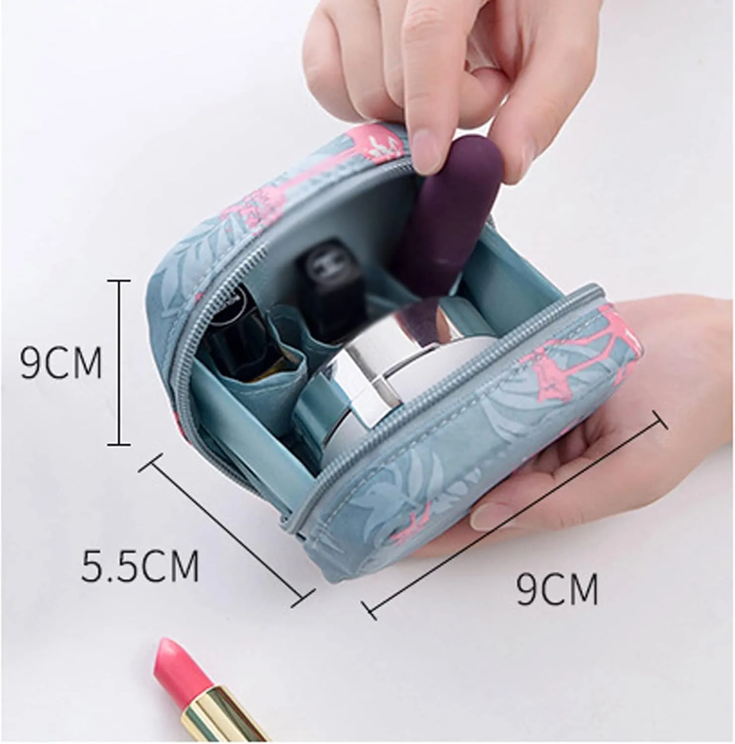 Women's Mini Cosmetic Bag Beauty Toiletries Waterproof Case Travel Lipstick Organizer Beauty (Black)