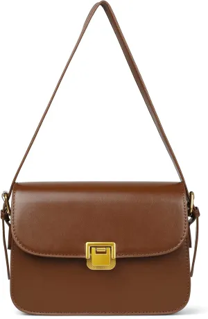 Women's Shoulder Bag Messenger Handbag Preppy Style Female Crossbody Bag Retro Purse Designer Briefcase (Brown)