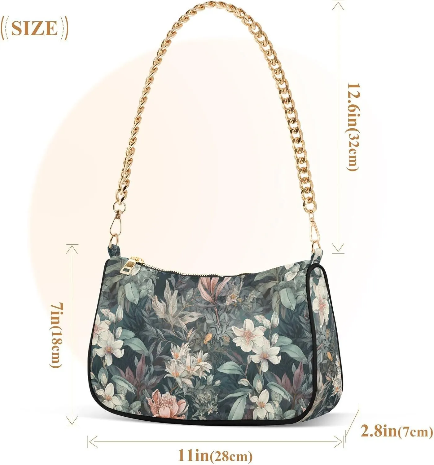 Women's Shoulder Handbags Chain Shoulder Brace for Women Bag Flowers Print Ladies Vacation Handbags Tote Purse,Multi1