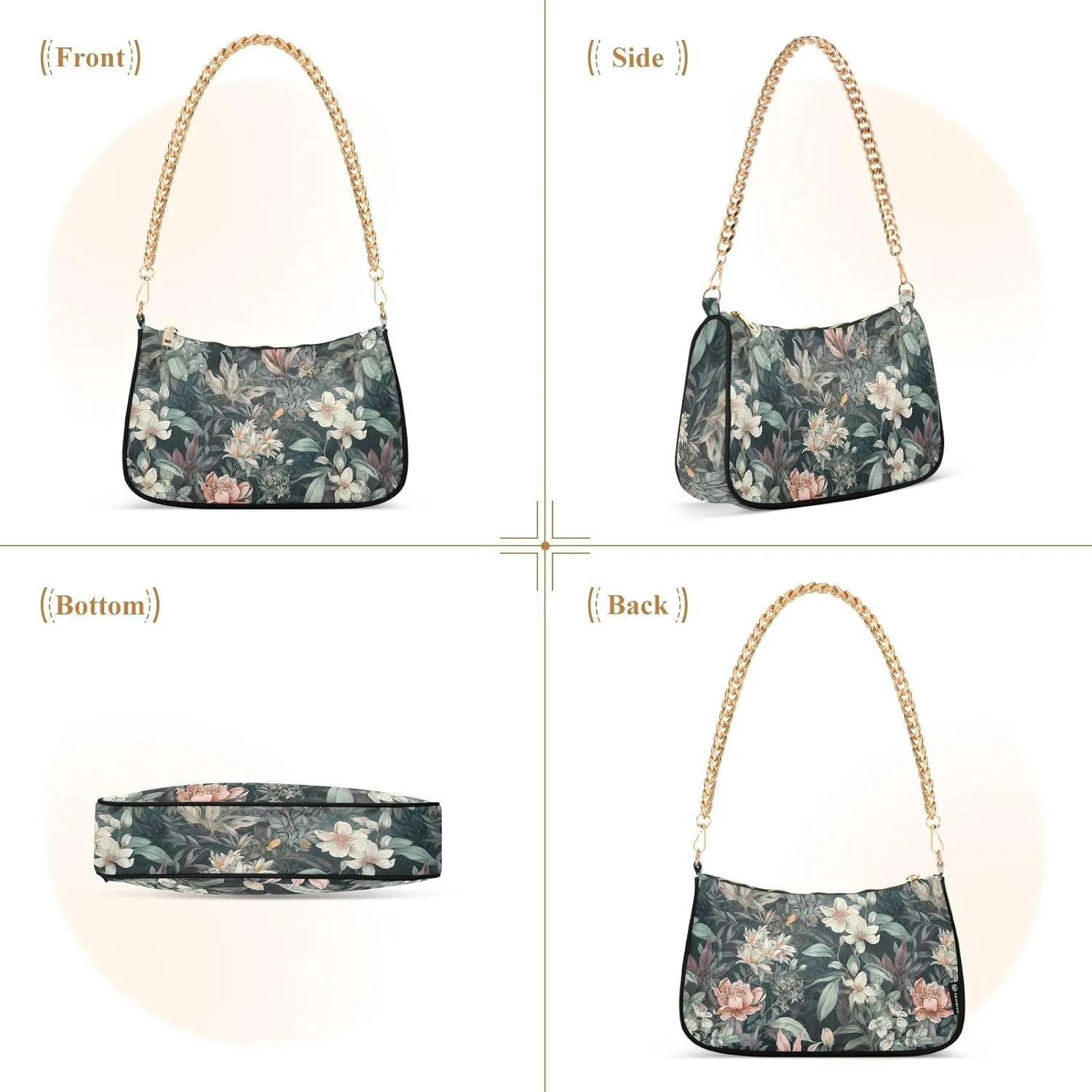 Women's Shoulder Handbags Chain Shoulder Brace for Women Bag Flowers Print Ladies Vacation Handbags Tote Purse,Multi1