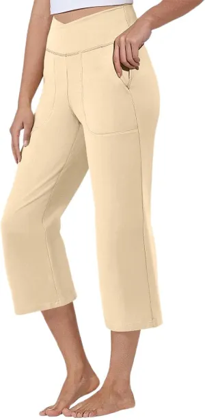 Womens Straight Leg Pants Womens Wrinkle Free Mid Rise Casual Wide Leg Trousers Button Down Loose Work Office Business S