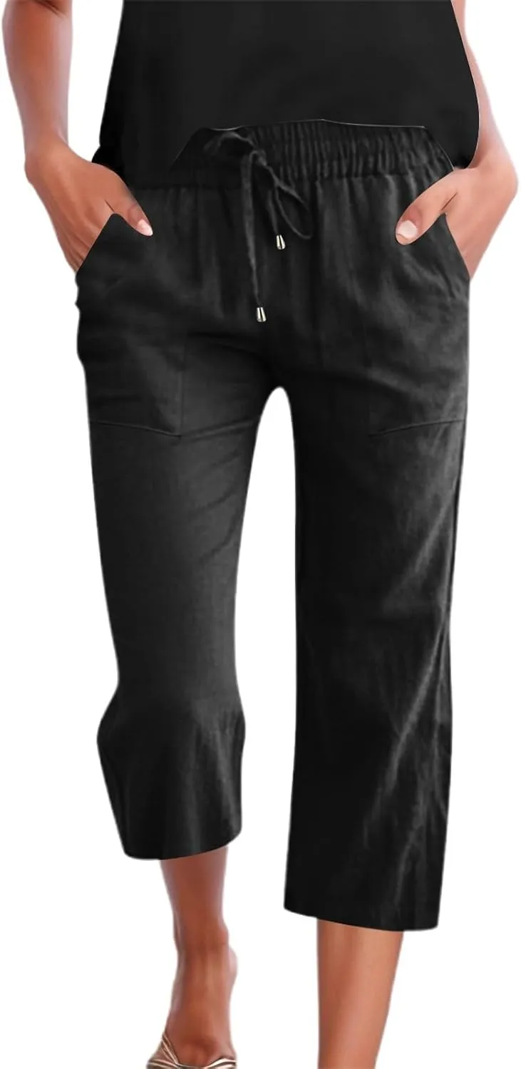 Womens Straight Leg Pants Womens Wrinkle Free Mid Rise Casual Wide Leg Trousers Button Down Loose Work Office Business S