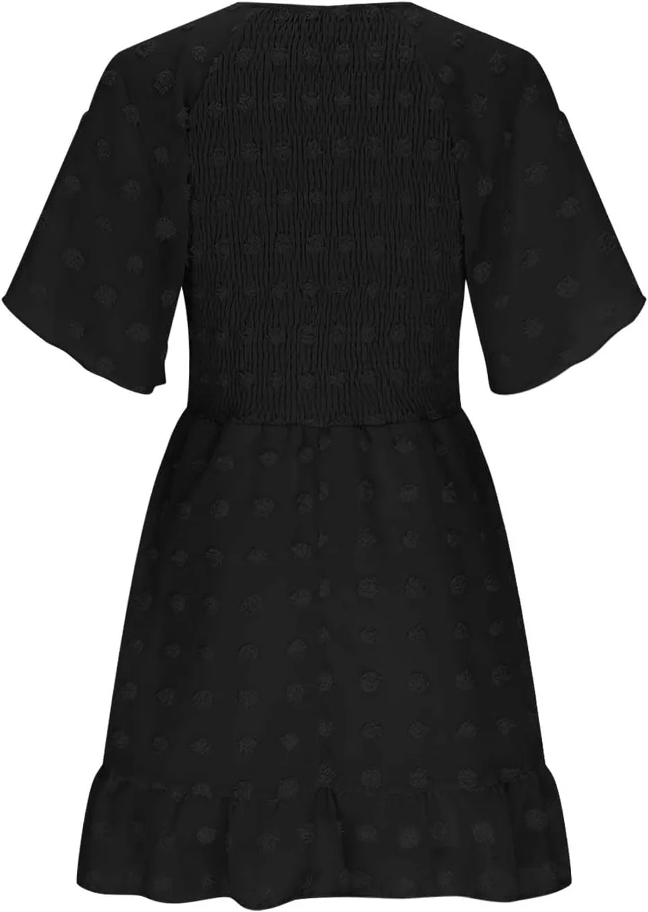 Womens Summer Dresses Short Flutter Sleeve v Neck Dresses Casual Empire Waist A-Line Dresses Mini Vacation Sundresses