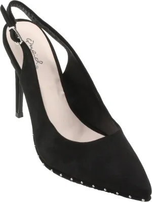 Women's Vava-02AX Faux Suede Pointed Toe Sling Back Dress High Heels (10, Black)