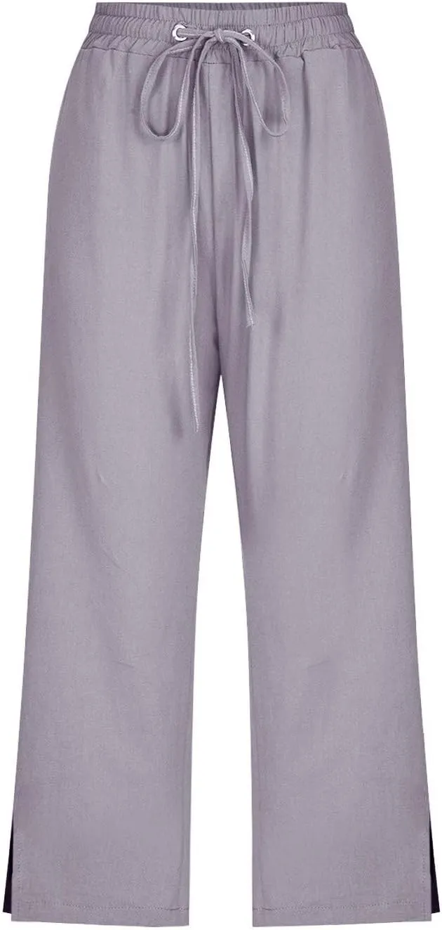 Womens Wide Leg Pants Womens Mid Rise Slim Fit Ultra Comfort with Motion Trouser Pant Cargo Capri Pants for Women