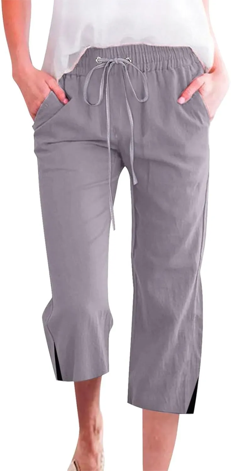 Womens Wide Leg Pants Womens Mid Rise Slim Fit Ultra Comfort with Motion Trouser Pant Cargo Capri Pants for Women