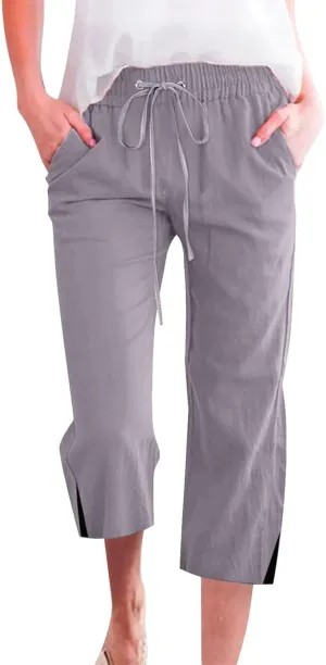 Womens Wide Leg Pants Womens Mid Rise Slim Fit Ultra Comfort with Motion Trouser Pant Cargo Capri Pants for Women